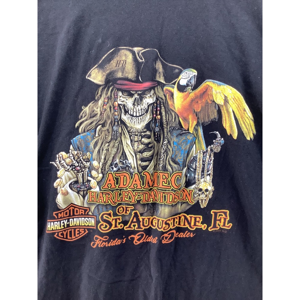 Harley-Davidson St Augustine FL Pirate Skeleton T-Shirt Mens 3XL Black Cotton - Picture 3 of 7